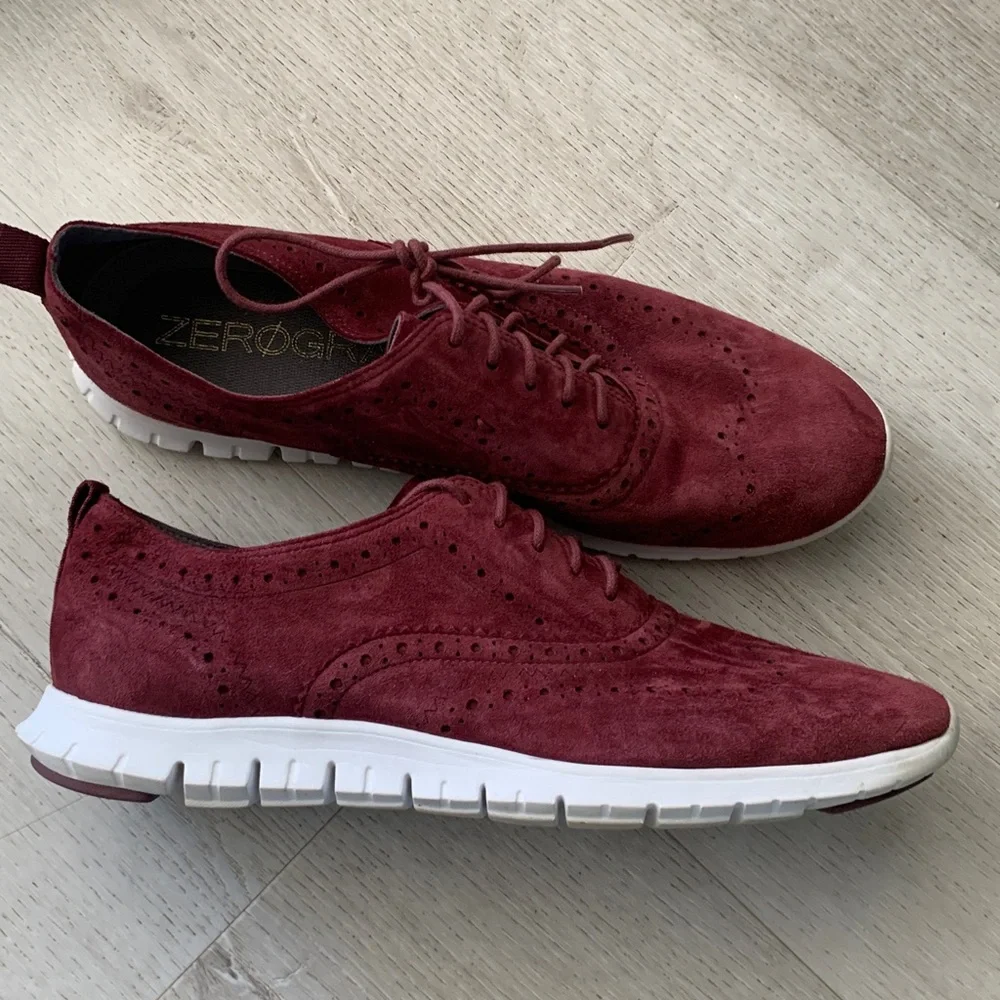 Cole Haan wingtip  maroon suede lace up‎ sneakers shoes size   9 women's